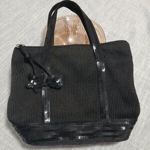 The Sak Small Black Sequin Tote with Star and Heart Zipper Pulls